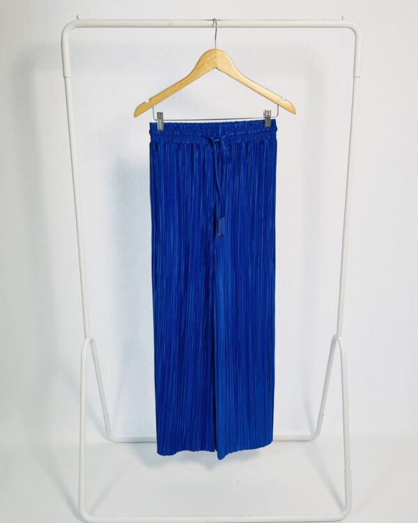 Calça azul plissada com elástico na cintura FARM - P - VENDIDO SISTEMA OTO