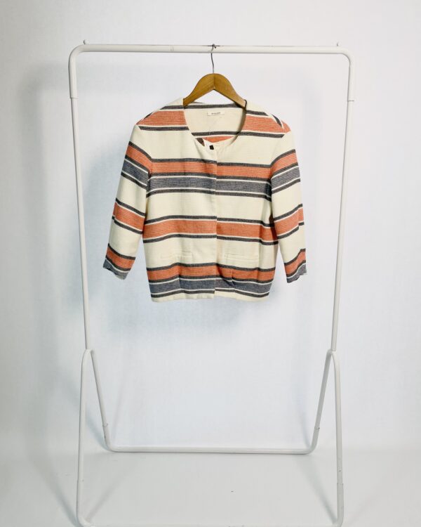 Blazer texturizado off white laranja com azul marinho PROMOD - 38