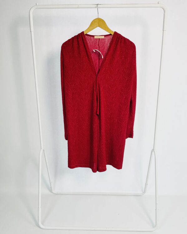 Vestido vermelho curto com mangas e lurex CAROL BASSI - P