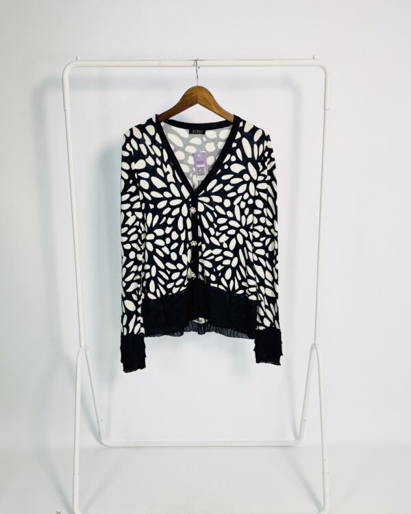 Cardigan branco e azul marinho AGILITÁ - M - VENDIDO SISTEMA OTO