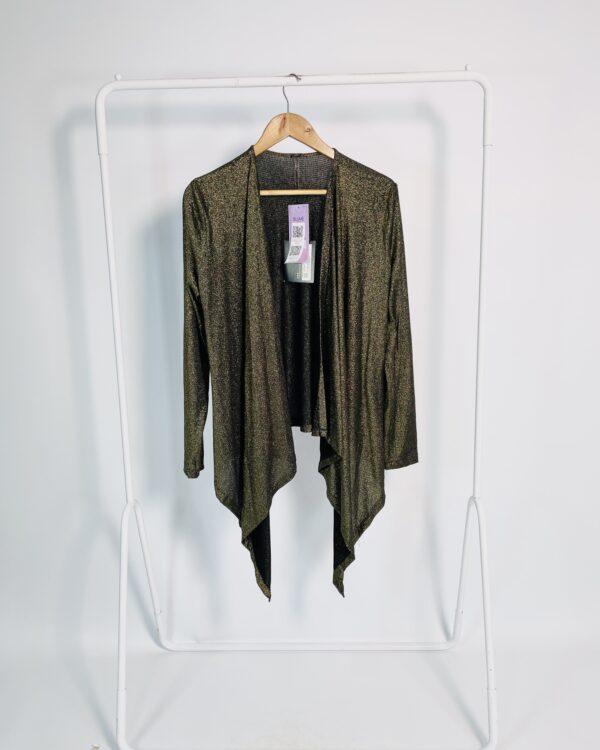 Cardigan preto com fios de lurex dourado LADO AVESSO - M *nunca usado*