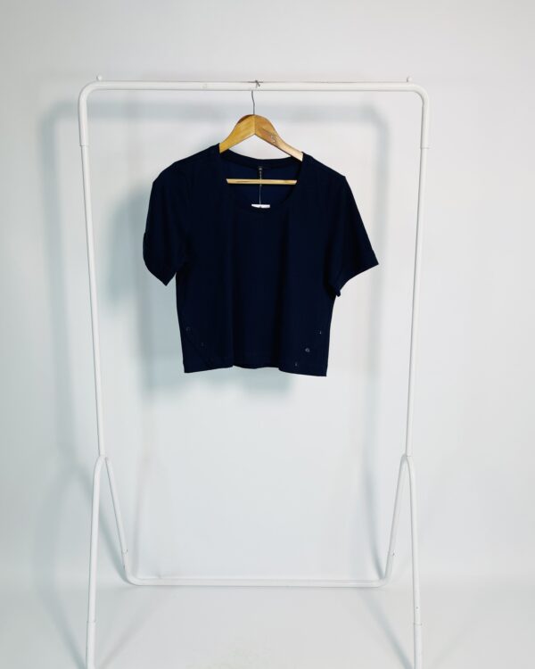 Blusa malha azul marinho mangas curtas MELOVE - M - VENDIDO SISTEMA OTO