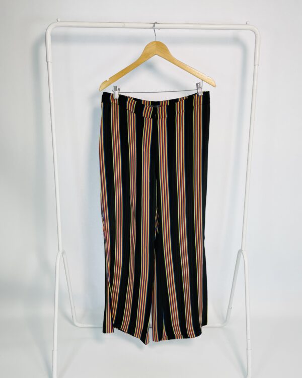 Calça seda preta com listras coloridas A.BRAND - 42