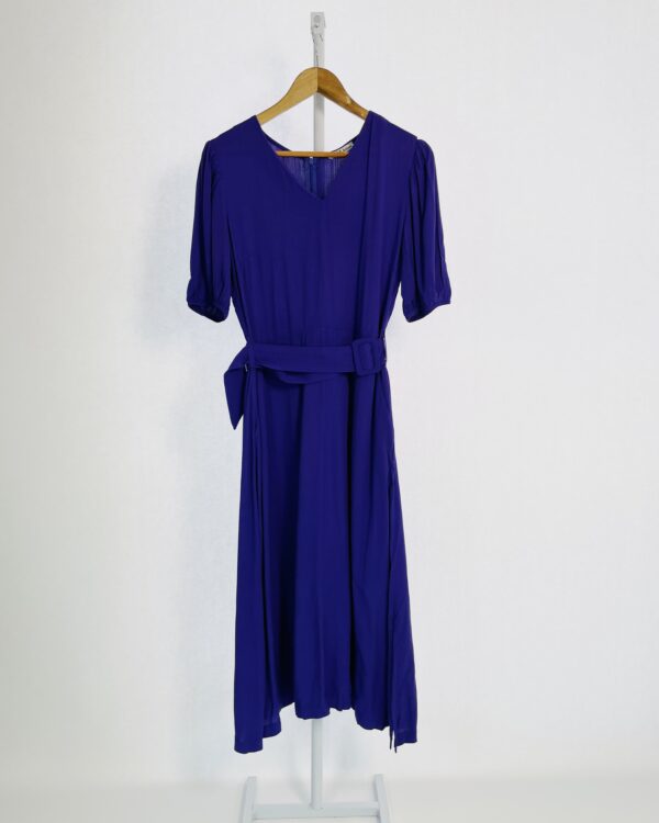 Vestido midi roxo decote v mangas curtas FAMA FASHION - P - VENDIDO SISTEMA OTO