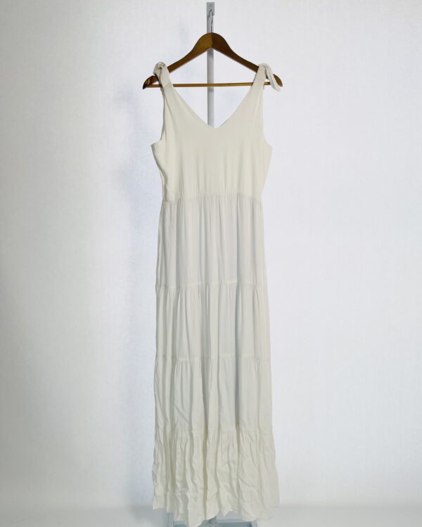 Vestido longo branco detalhe nas alças BLEND - M - VENDIDO SISTEMA OTO