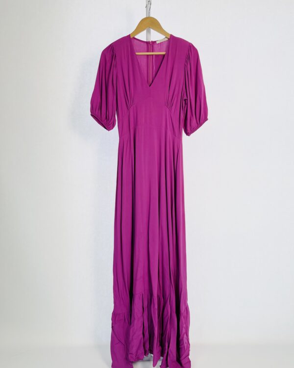 Vestido longo lilás decote v e mangas curtas BLEND - P - VENDIDO SISTEMA OTO