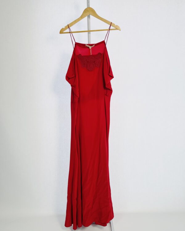 Vestido vermelho bordado longo alças finas VANESSABRUNO - M *nunca usado* - VENDIDO SISTEMA OTO