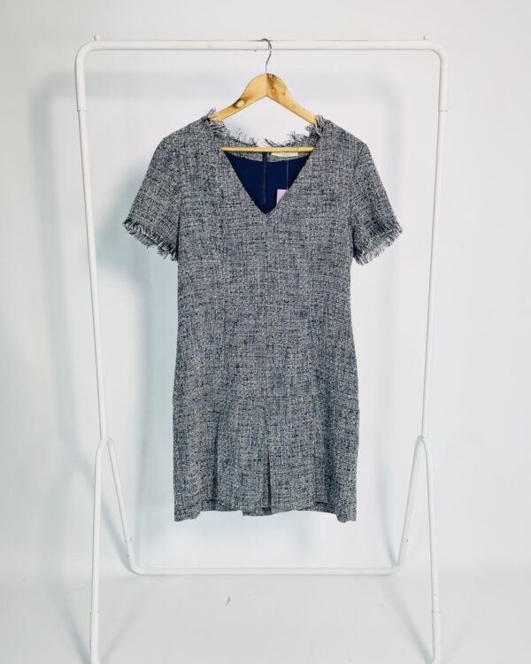 Vestido curto tweed azul marinho e branco BOBSTORE - G