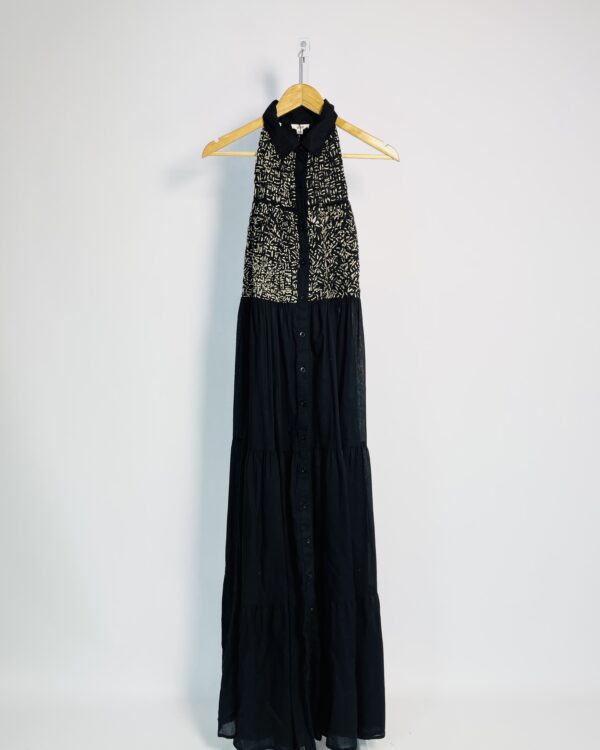 Vestido chemise algodão preto com detalhes bege no busto SHOP PURO LINHO - U * nunca usado* - VENDIDO SISEMA OTO