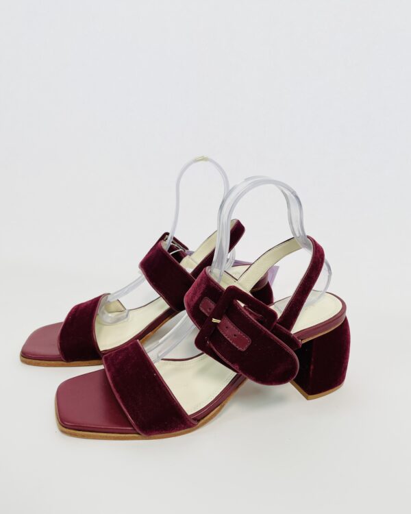 Sandália veludo bordô salto bloco WAIWAI - 37