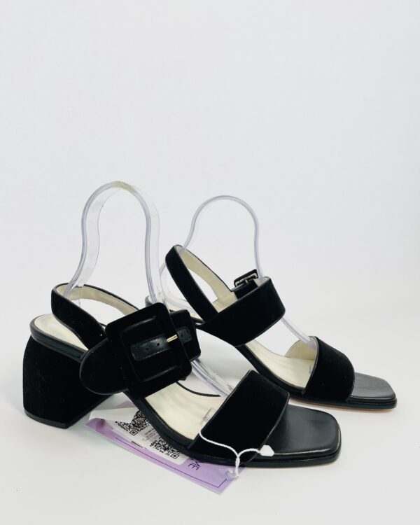 Sandália veludo preto salto bloco WAIWAI - 37