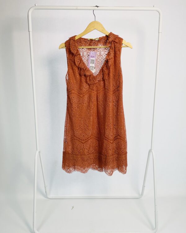 Vestido terracota curto rendado CRIS BARROS - 40