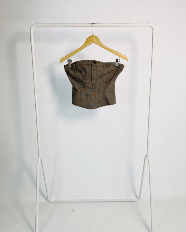 Blusa sem alça marrom quadricuolada ZARA - PP *nunca usado*