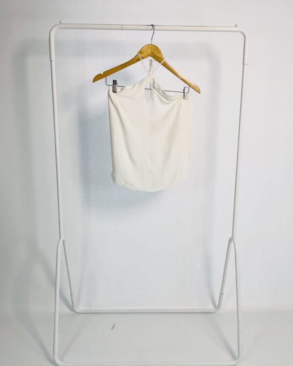 Blusa frente única branca com listras de lurex DRESS TO - P - VENDIDO SISTEMA OTTO