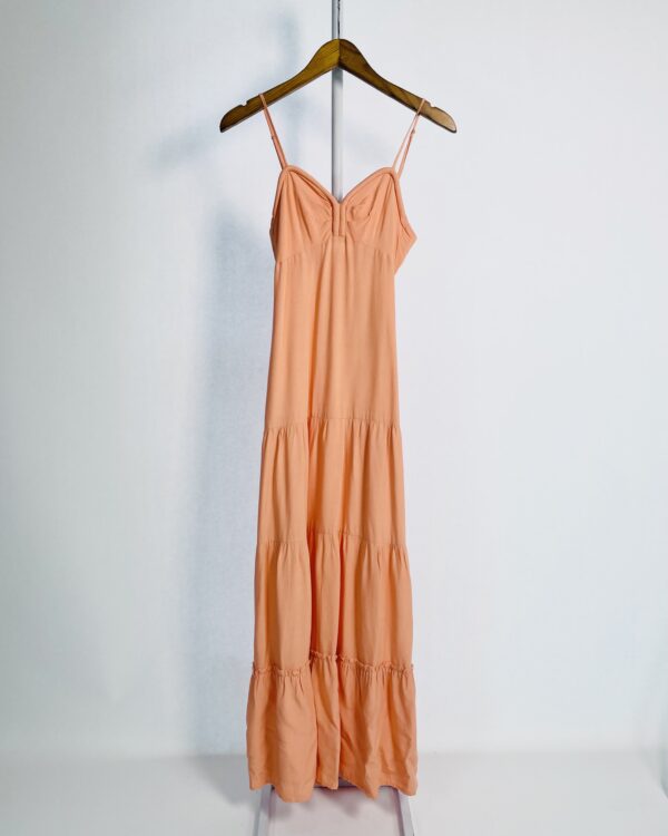 Vestido longo salmão alças finas MARIA FILÓ - PP - VENDIDO SISTEMA OTO
