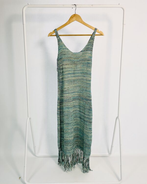 Vestido midi tricot tons de azul e verde MARFINNO - P *nunca usado* - VENDIDO SISTEMA OTO