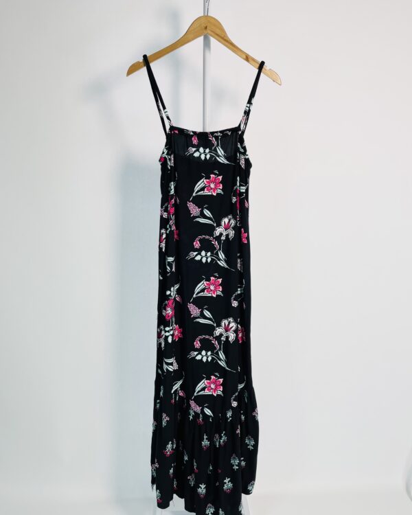 Vestido midi preto estampa floral alças finas MARIA FILÓ - PP