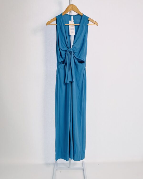 Macacão azul com amarração no decote e recorte na cintura DRESS TO - P