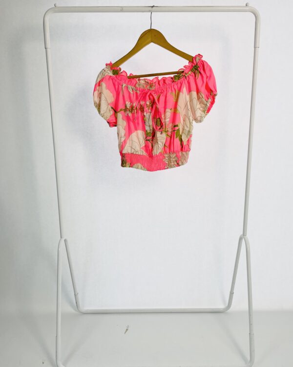 Cropped rosa com estampa floral e lastex FARM - M *nunca usado*