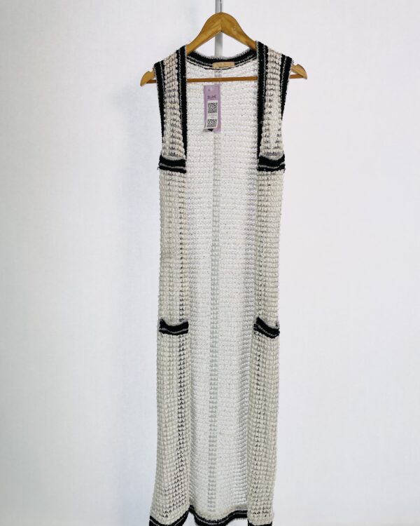 Kimono alongado branco prata e preto CAROL BASSI - P