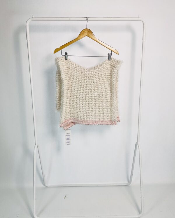 Lenço tricot plush branco rosa claro CAROL BASSI - VENDIDO SISTEMA OTO