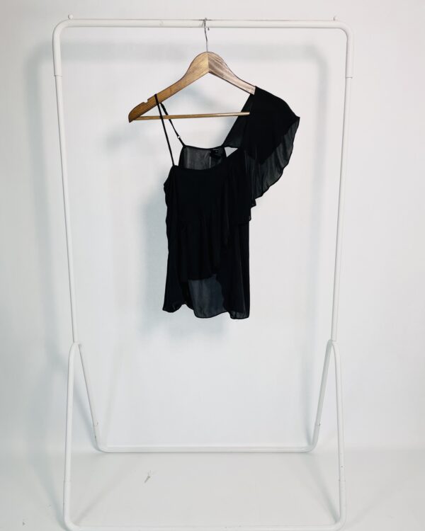 Regata preta seda um ombro só SHOP TOGHETER - 38