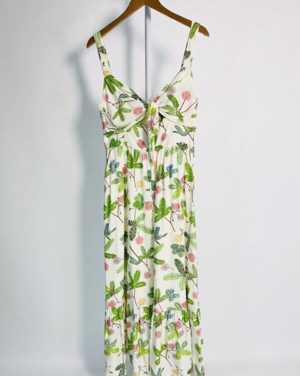 Vestido off white estampado flores e plantas ABRAND - 40 - VENDIDO SISTEMA OTO