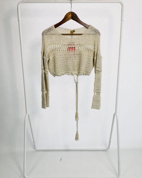 Blusa crochet off white cropped FARM - P *nunca usado*