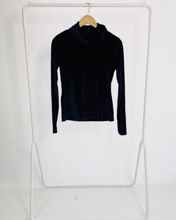 Blusa azul marinho veludo gola alta ZR&ZR - M - VENDIDO SISTEMA OTO