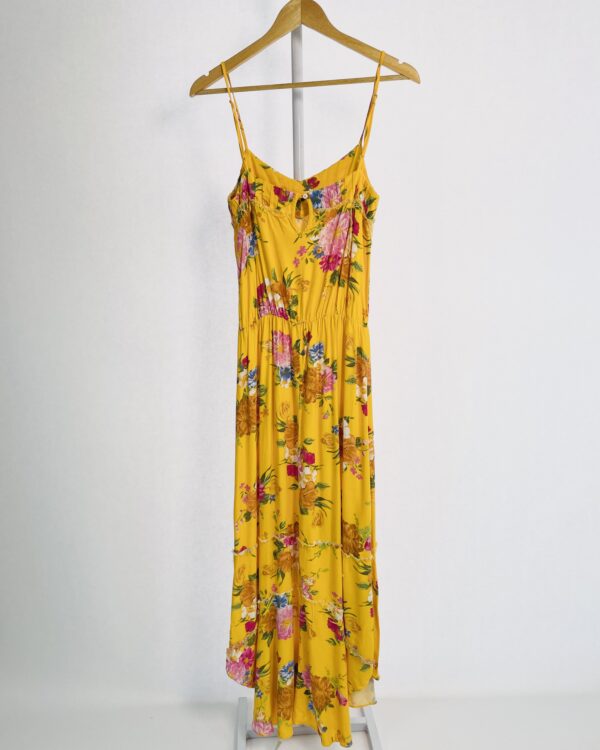 Vestido mostarda com flores alças finas FARM - P