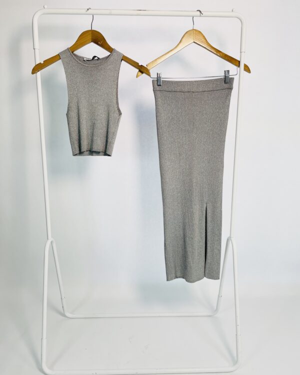 Conjunto tricot prata lurex saia e blusa cropped  ZARA - PP