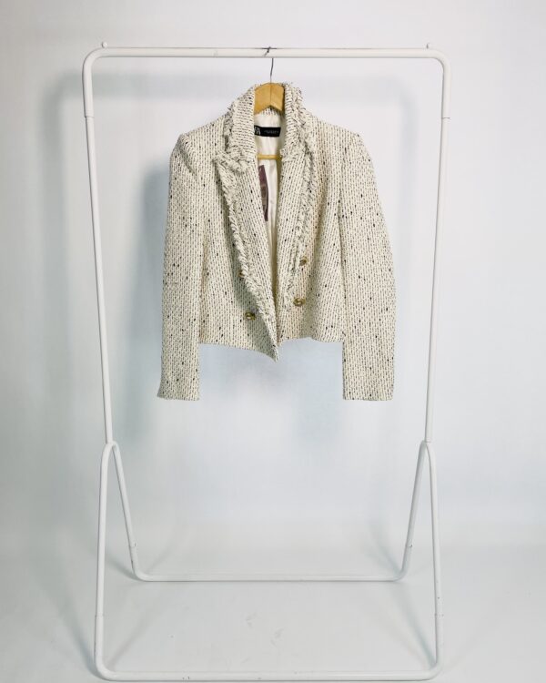 Blazer tweed off white com azul marinho ZARA - PP - VENDIDO SISTEMA OTO