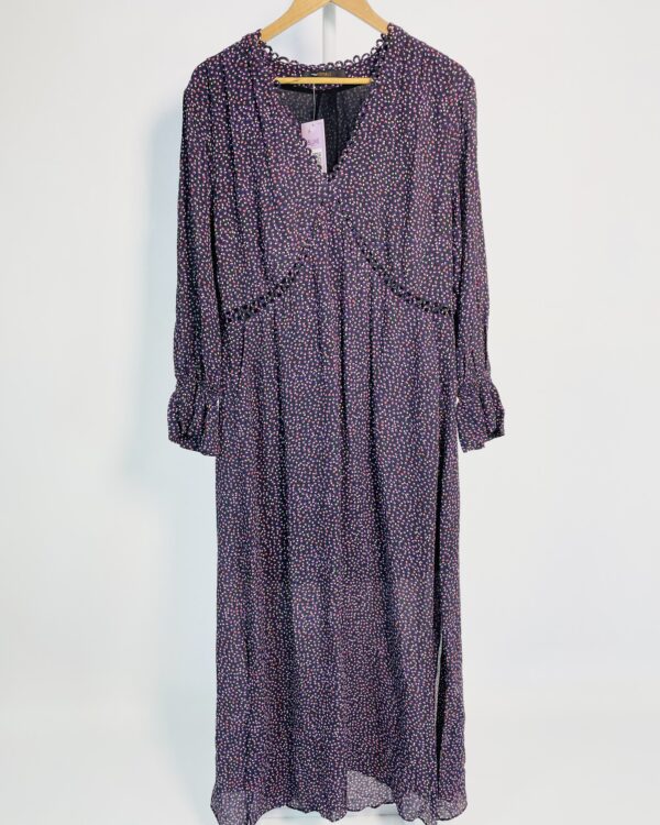 Vestido preto com poás roxos branco e rosas ANIMALE - .38