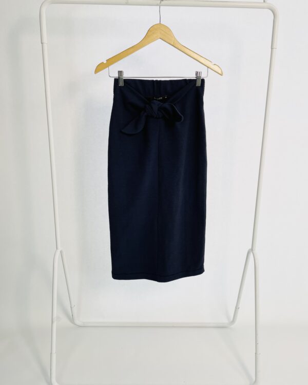 Saia midi azul marinho texturizada amarração MIXED - PP