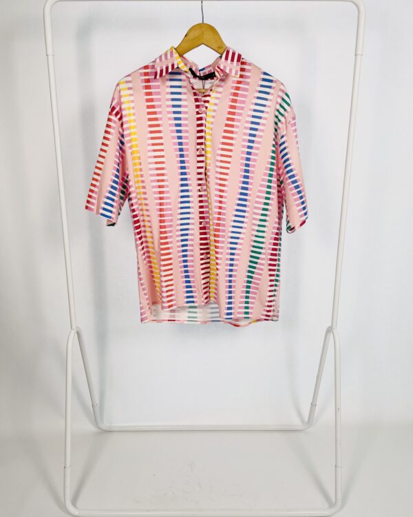 Camisa manga curta listra ondas rosa GUDE - P *nunca usada*