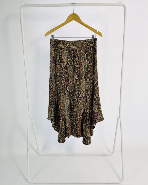 Saia preta com estampa tons escuros elástico na cintura ATEEN - 38