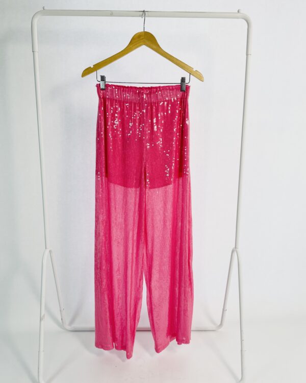 Calça paetês rosa transparent com short por baixo AK - P