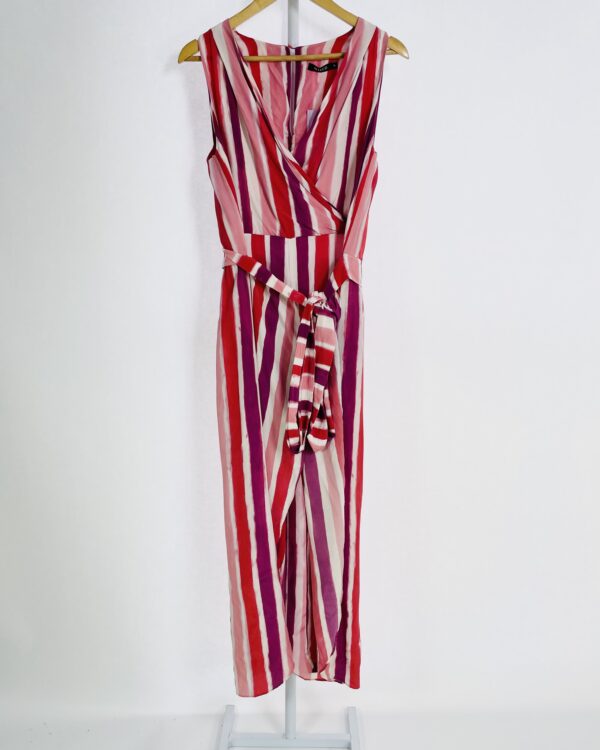 Macacão branco vermelho e roxo com sobreposição seda MIXED - 36