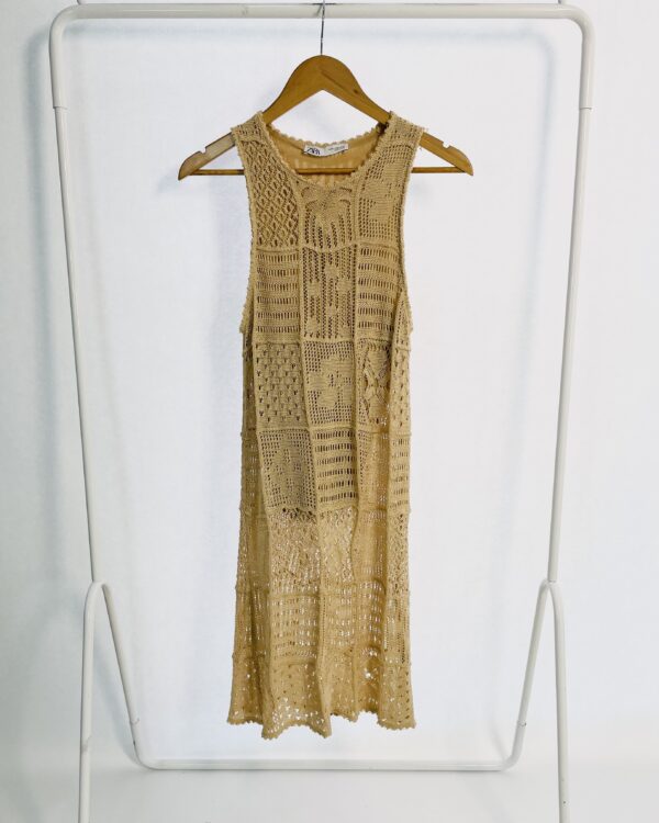 Vestido curto tricot champagne ZARA - M
