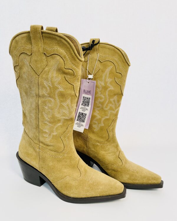 Bota western couro caramelo com bordados salto baixo ZARA - 38 EUR *nunca usada*