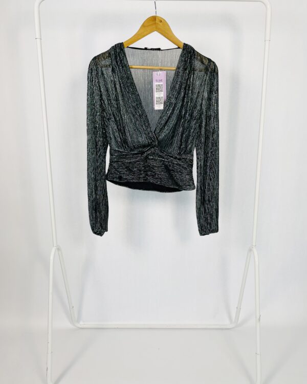 Blusa manga longa fios dourados prata e verde MAJE- 38