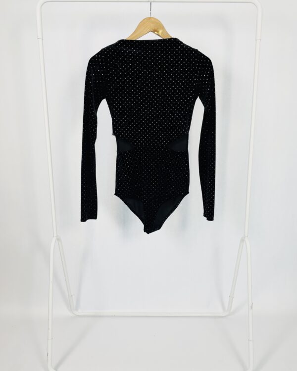 Body veludo preto com brilhos - P