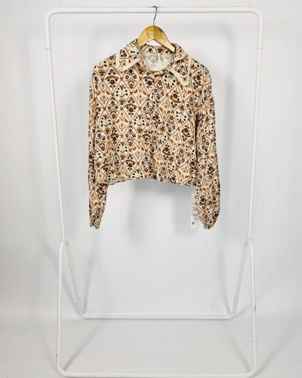 Camisa  Babados gola de crochê estampa flores LEZ A LEZ -M