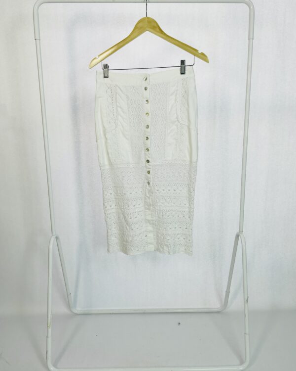 Saia lápis branca com renda GAITEE - P