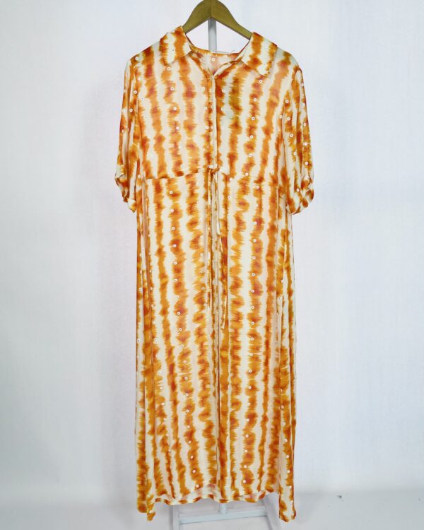 Vestido midi listras laranjas mangas curta NV - M