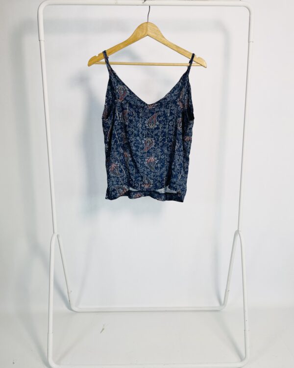 Blusa alça fina azul estampada e fios de lurex MARIA FILÓ - M