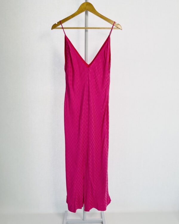 Vestido midi rosa acetinado com alças finas NV - M