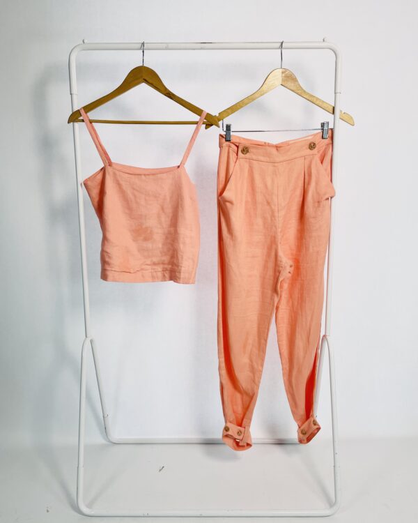 Conjunto linho blusa e calça salmão ÂME - P