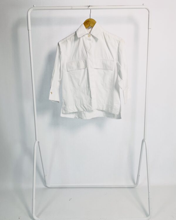 Camisa algodão branca mangas 3/4 com bolsos na frente ÂME - P - VENDIDO SISTEMA OTO