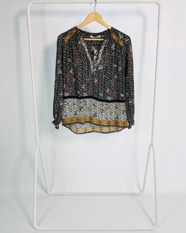 Bata seda estampada elástico no punho e amarração no decote ATEEN - 36